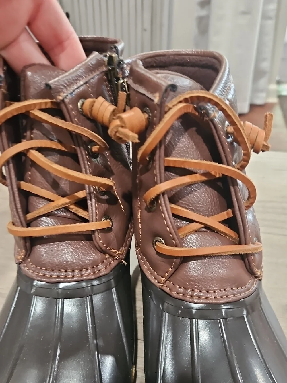 Sperry Salt wster Two-Tone Duck Boots in Brown & Black Girl's size 1M
